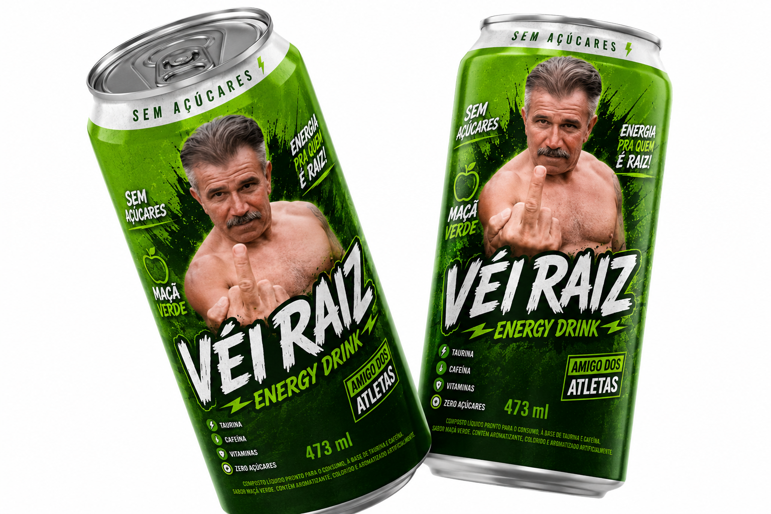 Véi Raiz Energy Maçã Verde Zero Açúcar- Pack Com 6 Latas 473ml