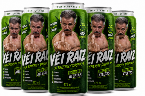 Véi Raiz Energy Maçã Verde Zero Açúcar- Pack Com 6 Latas 473ml