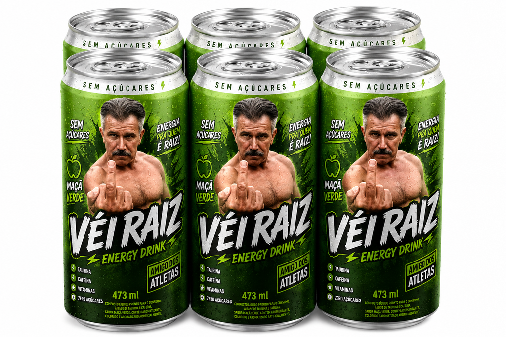 Véi Raiz Energy Maçã Verde Zero Açúcar- Pack Com 6 Latas 473ml